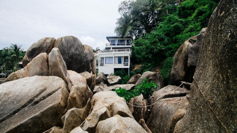 House above rocks